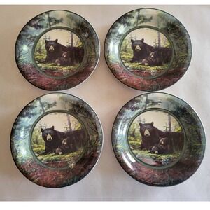 Cabelas Hautman Brothers Black Bear Family Salad Plates Set of 4 James Hautman